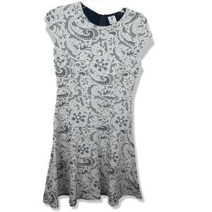 Julia Jordan White Fit Flare Dress Lace Black Zip Up Cap Sleeve Breathable 2